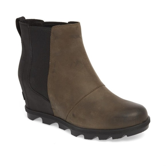 Sorel Women’s Joan of Artic Wedge II Chelsea Boots Colorblock Brown Black Size 8 - Picture 1 of 16